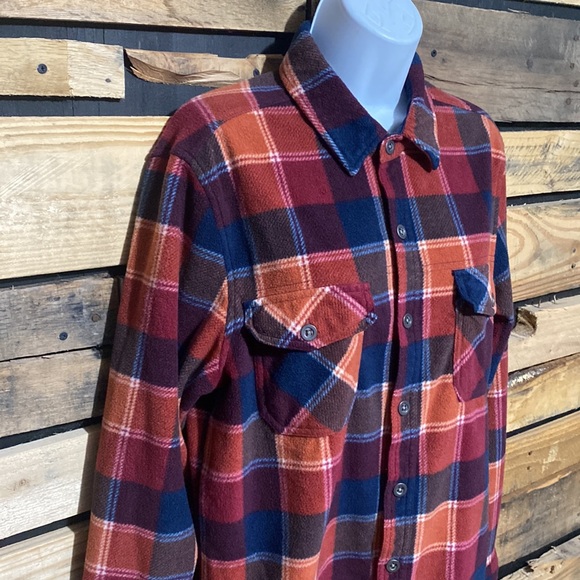 Freedom Foundry Medium M Mens Fleece Button Up Shirt Pockets Long Sleeve Red - Picture 3 of 8